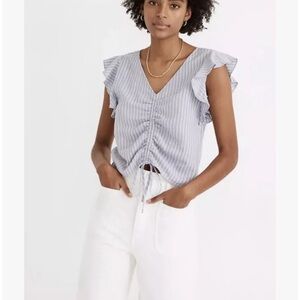 Madewell  Linen Blend Ruffle Sleeve top